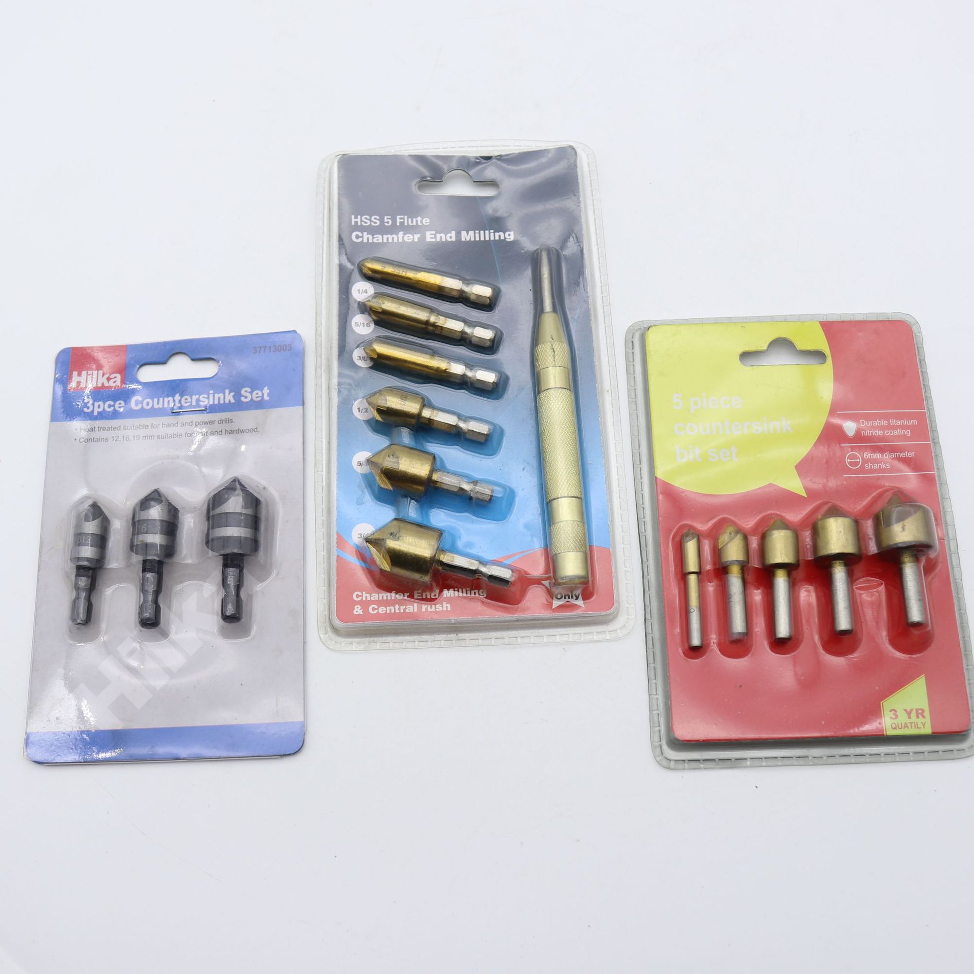 跨境六角柄镀钛五刃倒角器6-19mm木工倒角刀6pcs木工开孔器套装