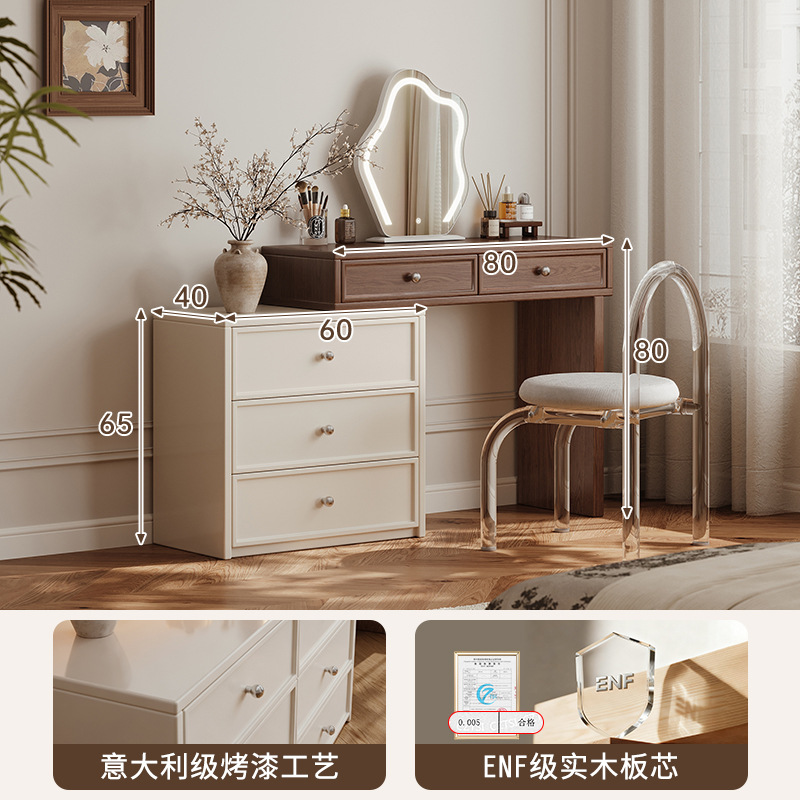 Akino estilo antiguo armario de tocador en 2025 nuevo dormitorio esquina de madera maciza dormitorio principal pintado espejo de mesa de maquillaje