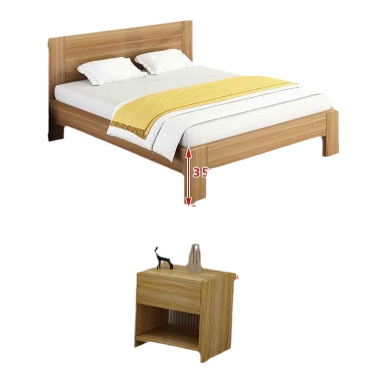 Cama de madera sólida nórdica moderna simple cama de roble 1.8m doble 1.5m dormitorio principal alquiler individual económica