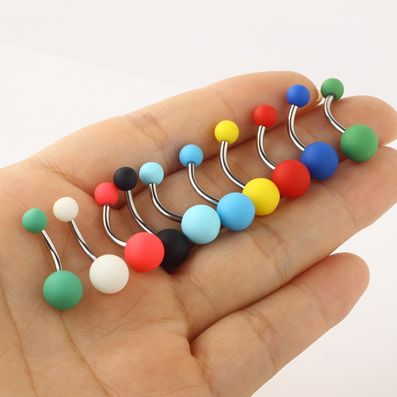 Frosted Solid Color Acrylic Belly Button Ring - Sunflower Style Multi-Color Pack detail image 8