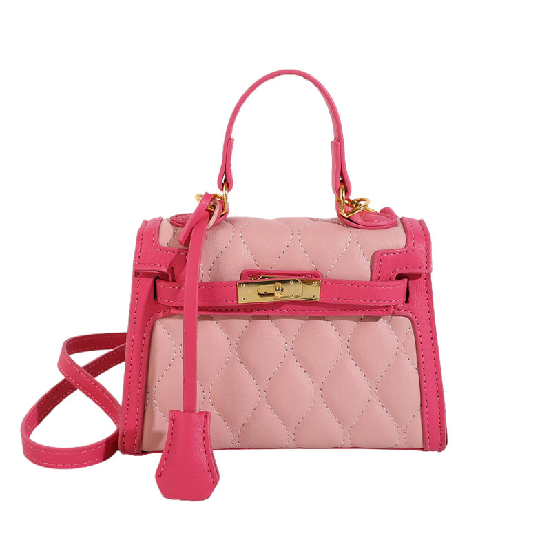 Bolsos transfronterizos para mujer 2024 nuevo bolso de hombro de todo fósforo de moda de nicho bolso de mensajero de color de contraste de rombo de textura de alta calidad