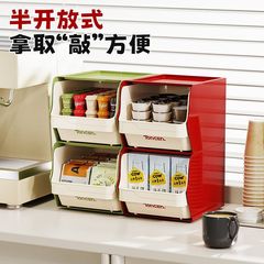 インデスクトップオーガナイザーコーヒーミルクティーオフィスティールーム収納ラック透明ラックティーバッグ防塵収納ラック
