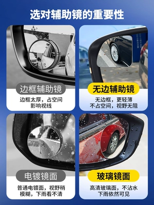 round mirror, car reversing aid, Large field of view rear view auxiliary mirror