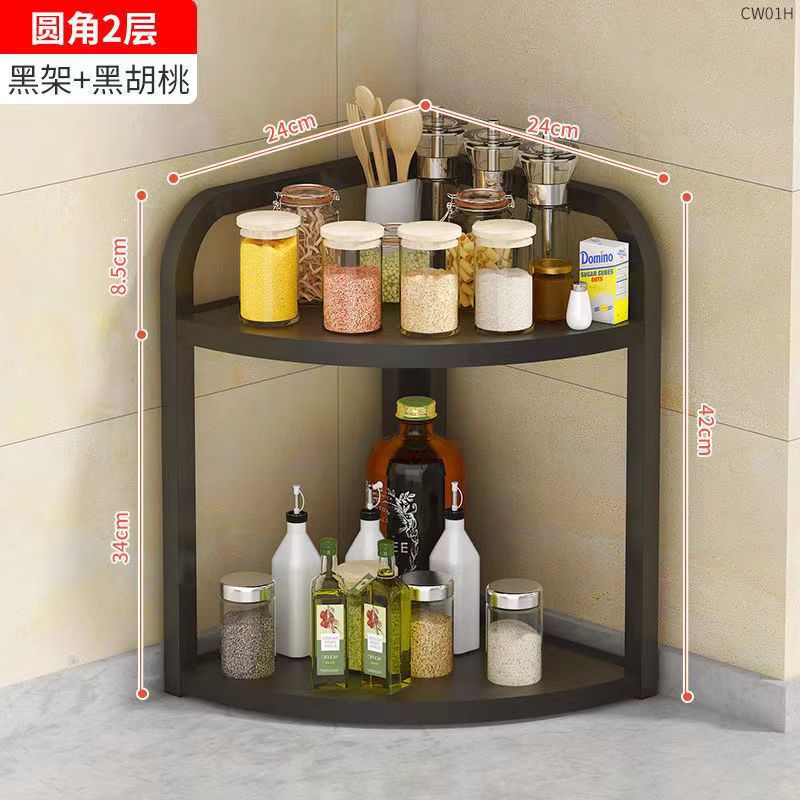 Kitchen Triangle Storage Rack Countertop Corner Spice Rack Household Three-Layer Corner Corner Floor-Standing Oil, Salt and Vinegar Storage Rack