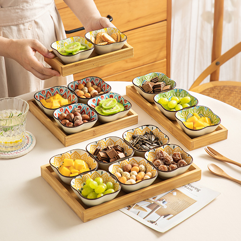 波西米亞花型碟調味碟醋碟醬油蘸料醬料小碟子日式家用釉下彩陶瓷