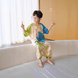 [Support Customization, Support Dropshipping] High-Quality Pure Cotton Physical Store Export Cross-Mirror Boys' One-Piece Pajamas