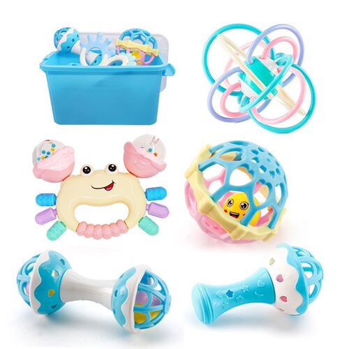 Baby soft rubber ball dumbbell hand rattle can be boiled toy 0-1 year old baby can grasp and chew teether to comfort young children