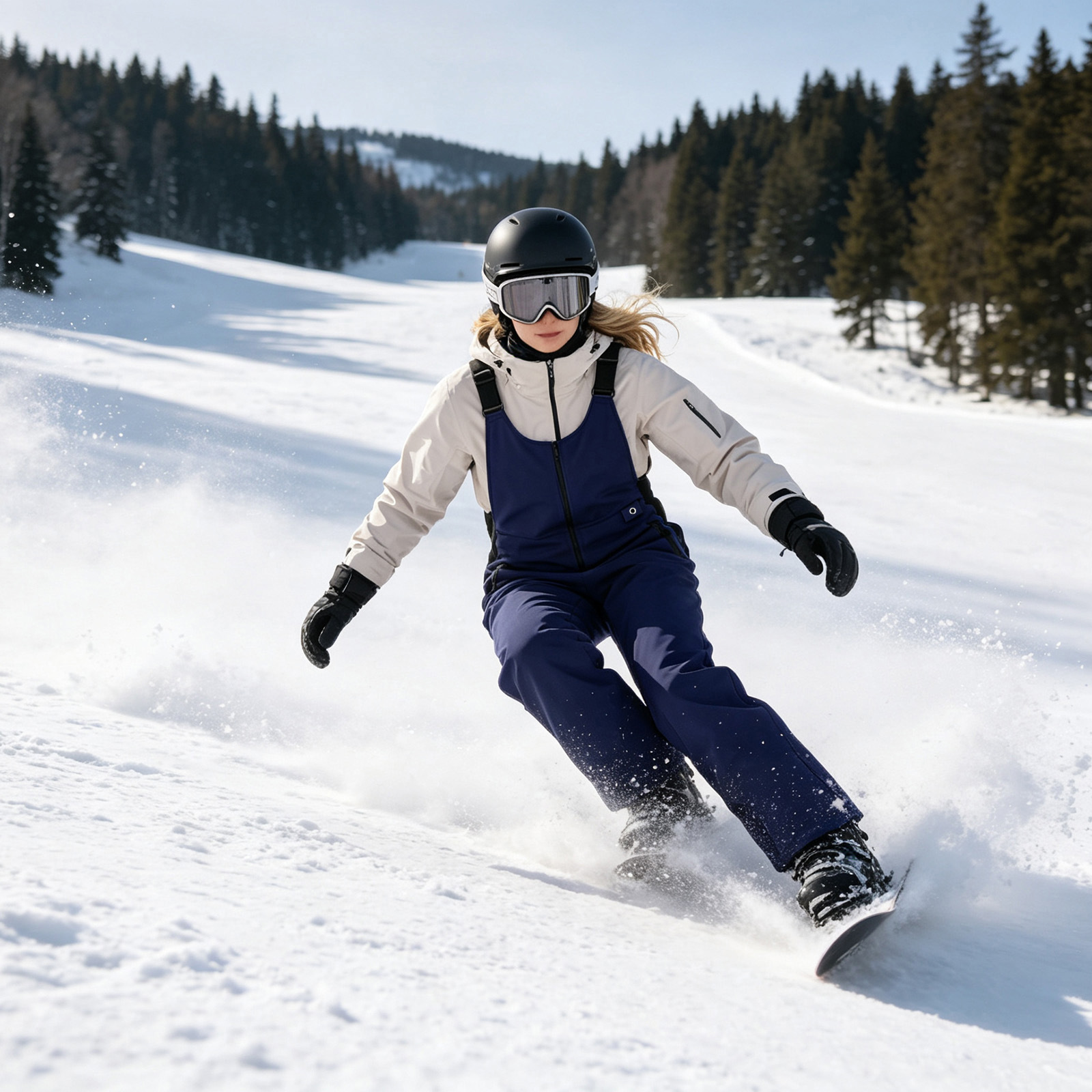 New cross-border model of thickened and warm ski pants with suspenders, suitable for snowboarding and skiing, professional snowwear, simple and high-end women's style
