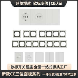 跨境专供WESA欧标插座家用简约欧式墙壁开关阻燃保护欧标开关批发