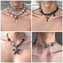 合金重工铆钉皮革项圈暗黑朋克欧女y2k亚文化小众设计项链锁骨链