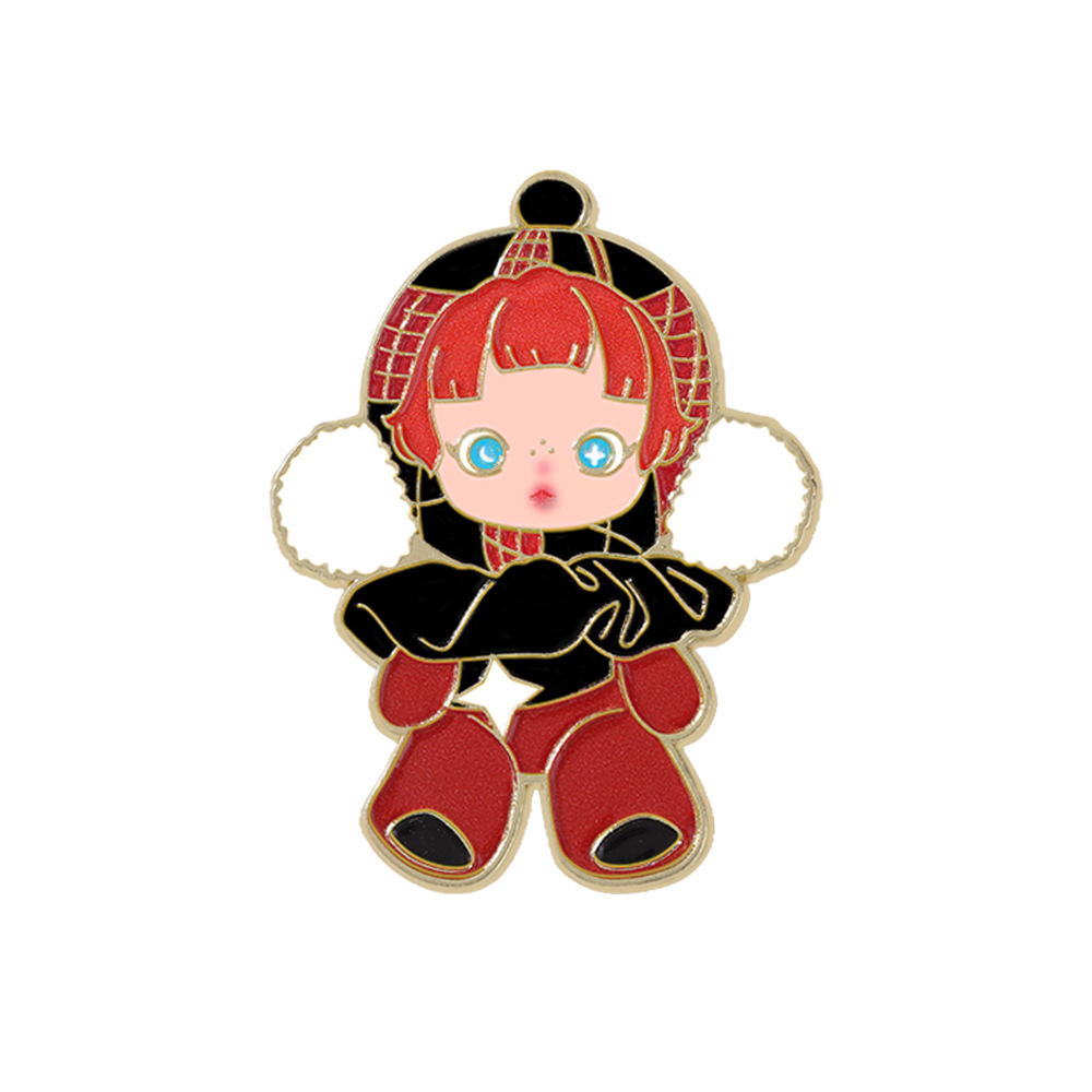 Animación animada DIMOO serie de insignia metálica Baby set Bubble Mart broches adornos de ropa lindos