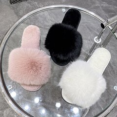 韓国スタイルのホームフォックスファースリッパ、女性用、暖かくて多用途なスリッポンファースリッパ、外国貿易アマゾン
