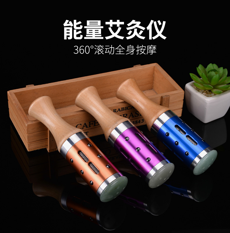 Jade Moxa Roller Stick Handheld Warming Facial Massage Tool Stainless Steel Purple Jade Moxibustion Bar quality and texture