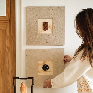 Wabi-sabi style jade hanging painting, living room entrance hall decorative painting, tea room, Zen style, ancient style decoration, Song style ornaments