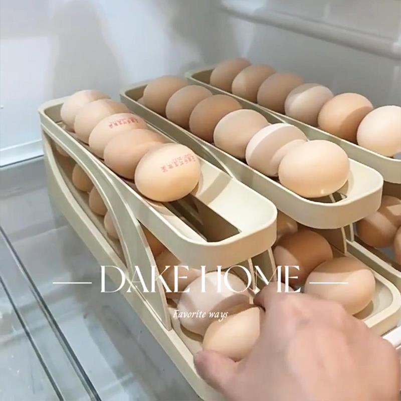 日本式卵収納ケース冷蔵庫用自動スクロール卵専用整理神器食品級多機能キッチン|undefined