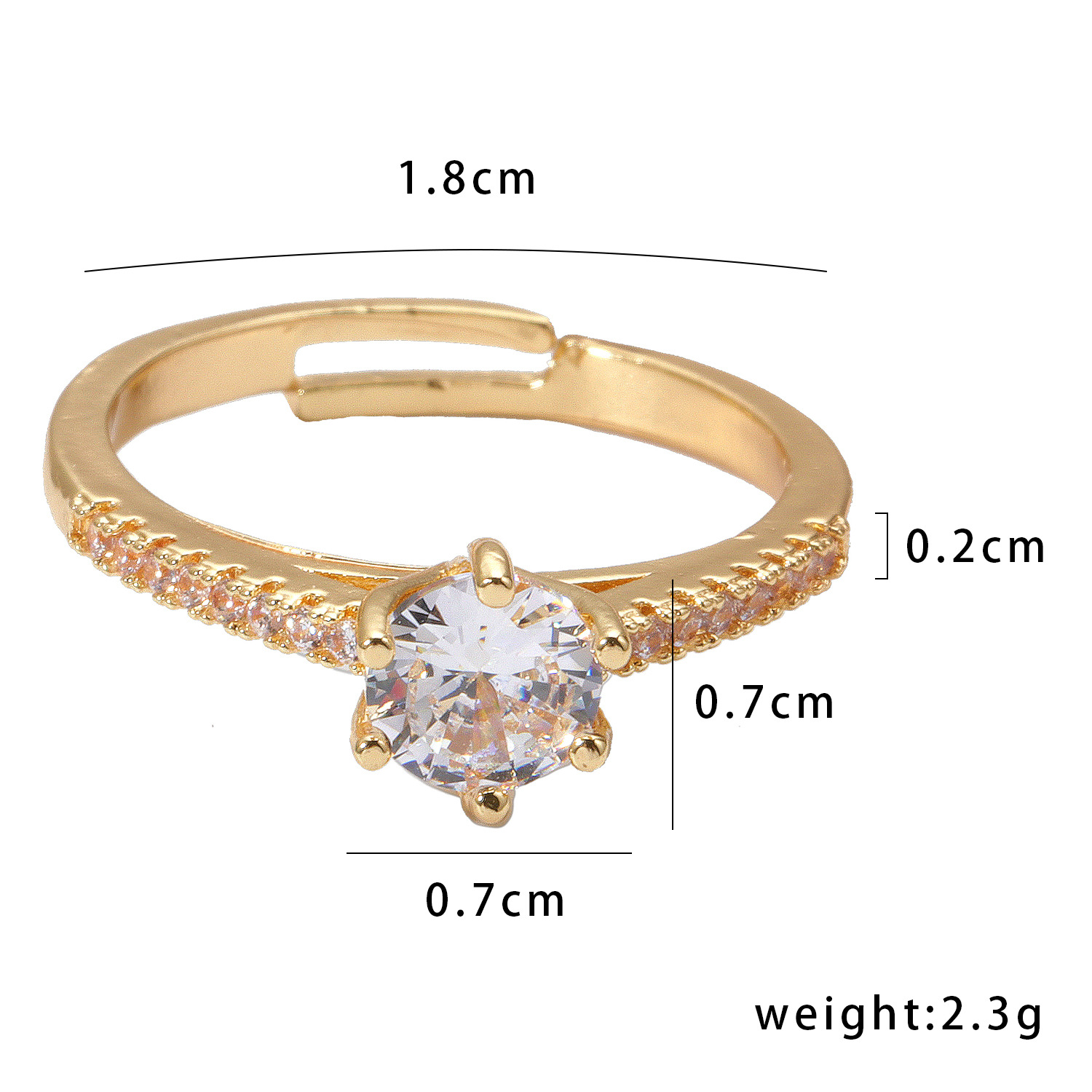 Korean Geometric Inlaid Zircon Open Ring Wholesale display picture 1