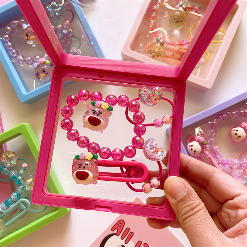 South Korea cute spring new cute cartoon character girl hair ring bracelet hair rope hair accessories shiny gift set box