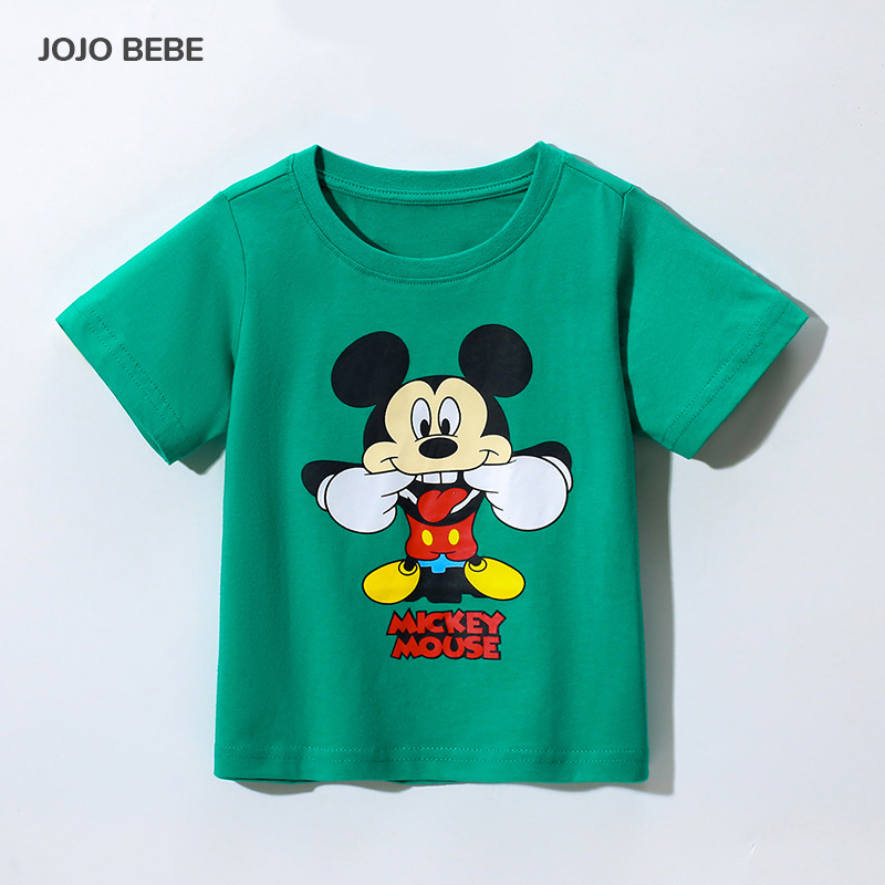 JOJO BEBE Ropa infantil europea y americana verano nueva marca camiseta de los niños cuello redondo manga corta completa camiseta de los niños dibujos animados