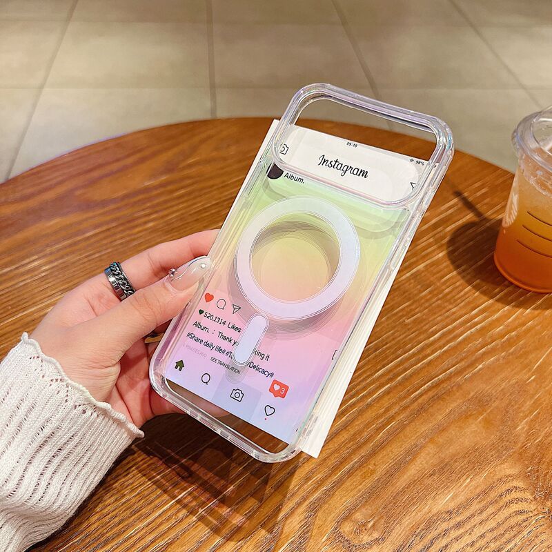 Suitable for Iphone17Promax Acrylic Color-Plated Magnetic Phone Case Apple 16 Colorful Anti-Fall Protective Cover Suitable for Iphone17Promax Acrylic Color-Plated Magnetic Phone Case Apple 16 Colorful Anti-Fall Protective Cover