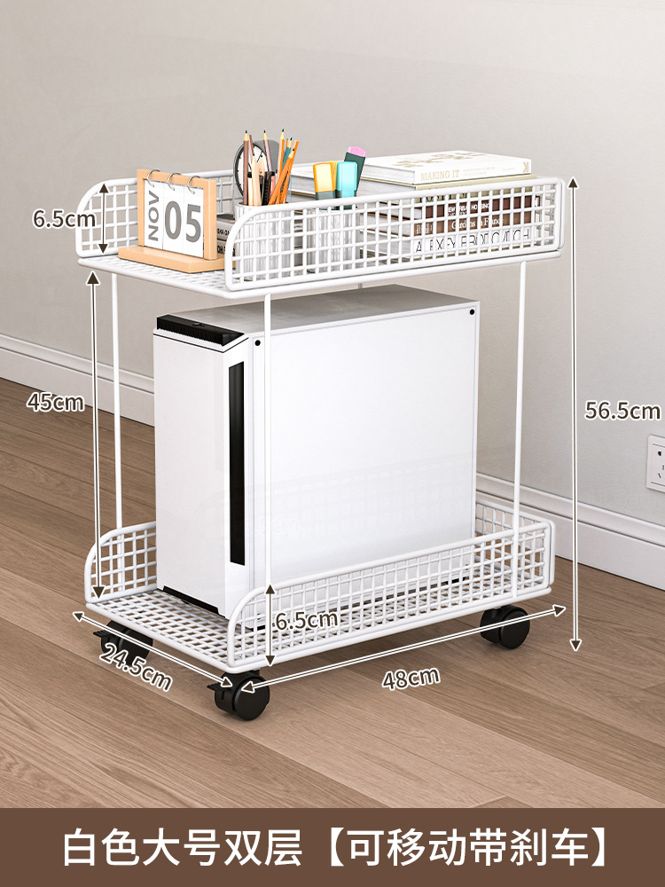 [컴퓨터 호스트 수납선반] 화이트 더블 레이어 대형 사이즈