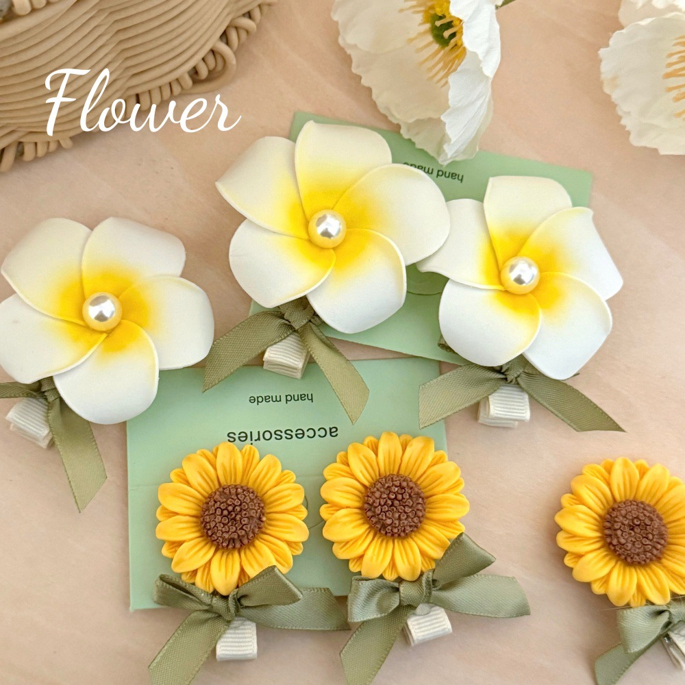 Hermoso girasol huevo de flores clip para el cabello interesante pequeño fresco dulce chica lateral clip de boca de pato clip para el cabello de niños