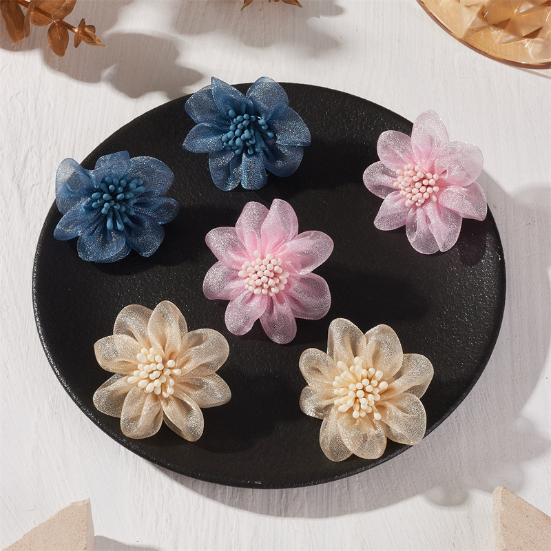 7g Weight 1 Pair Retro Flower Chiffon Ear Studs