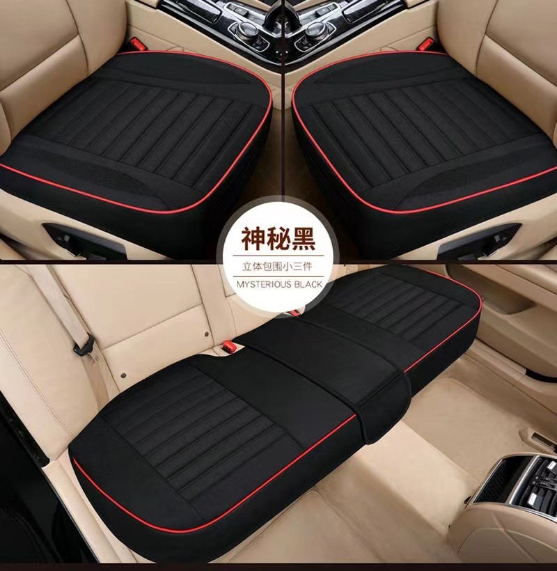 Main and co-pilot spring and summer seat cover single piece single linen without backrest three-piece set four seasons universal car seat cushion