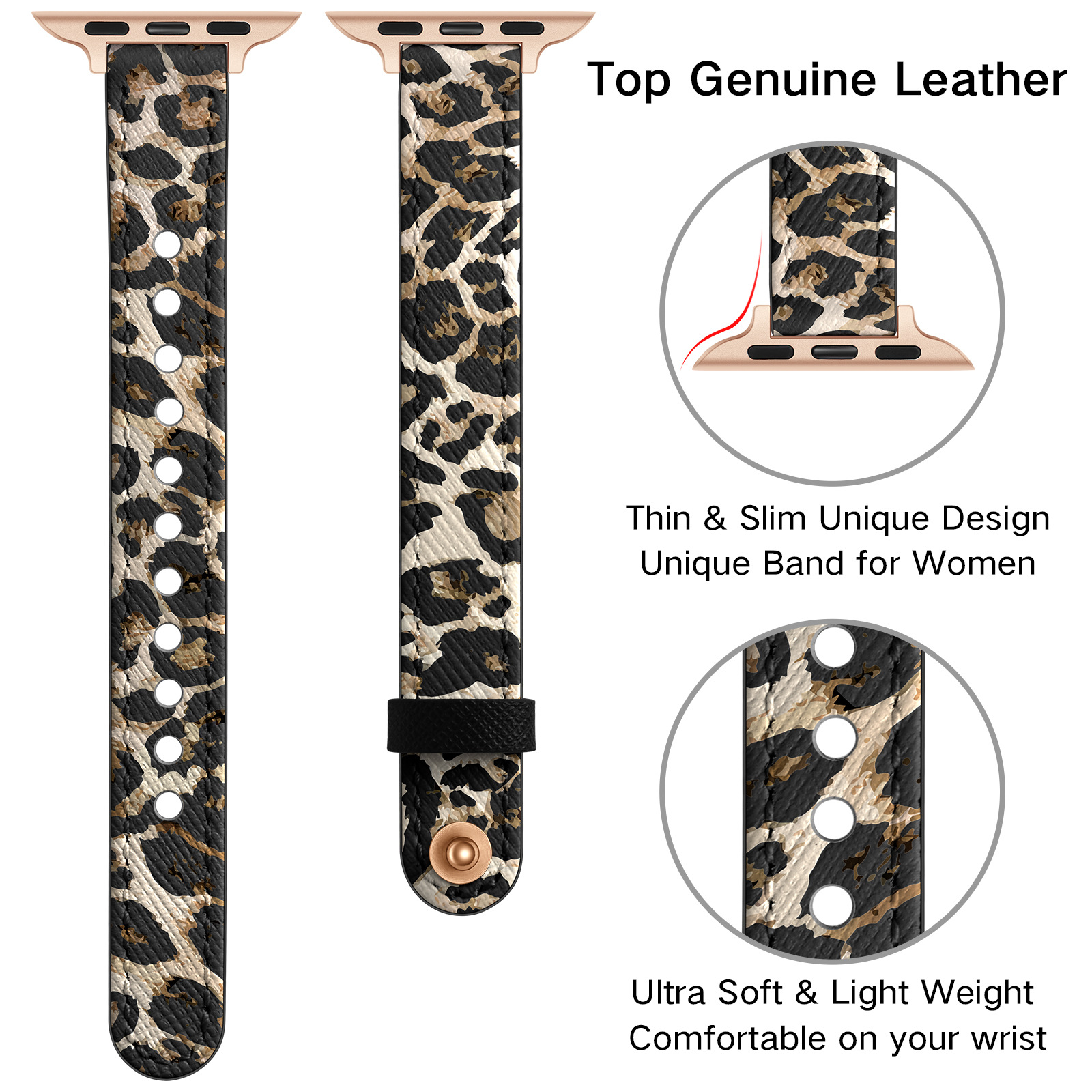 18g Weight Apple watch watchband Classification Genuine leather Material Solid Color Pattern Retro Style Retro Solid Color Apple Watch Watchband 64