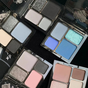 Makeup Biya Biyacao Cold Four-color Eyeshades Pearlescent Matte Fine Flash Low Saturated Milk Blue Ash Smoked Makeup