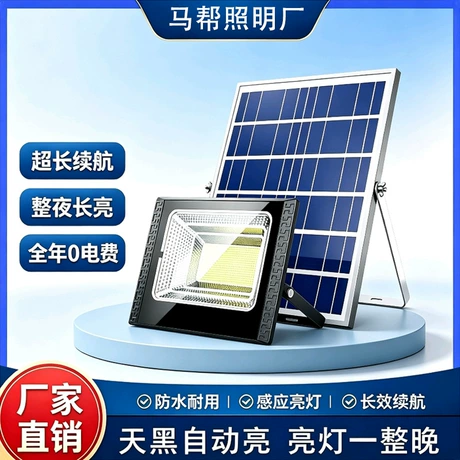 Đèn pha năng lượng mặt trời công suất lớn, ánh sáng mạnh, chống nước, dùng sân vườn/tường rào ngoài trời