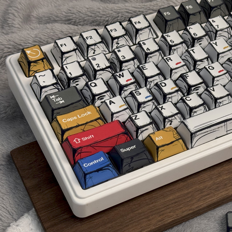 Gundam Comic Hundred Mixed Lamp Key Cap Original Height 136 Key Full Set Classic Simple Mechanical Keyboard Key Cap Key Meow