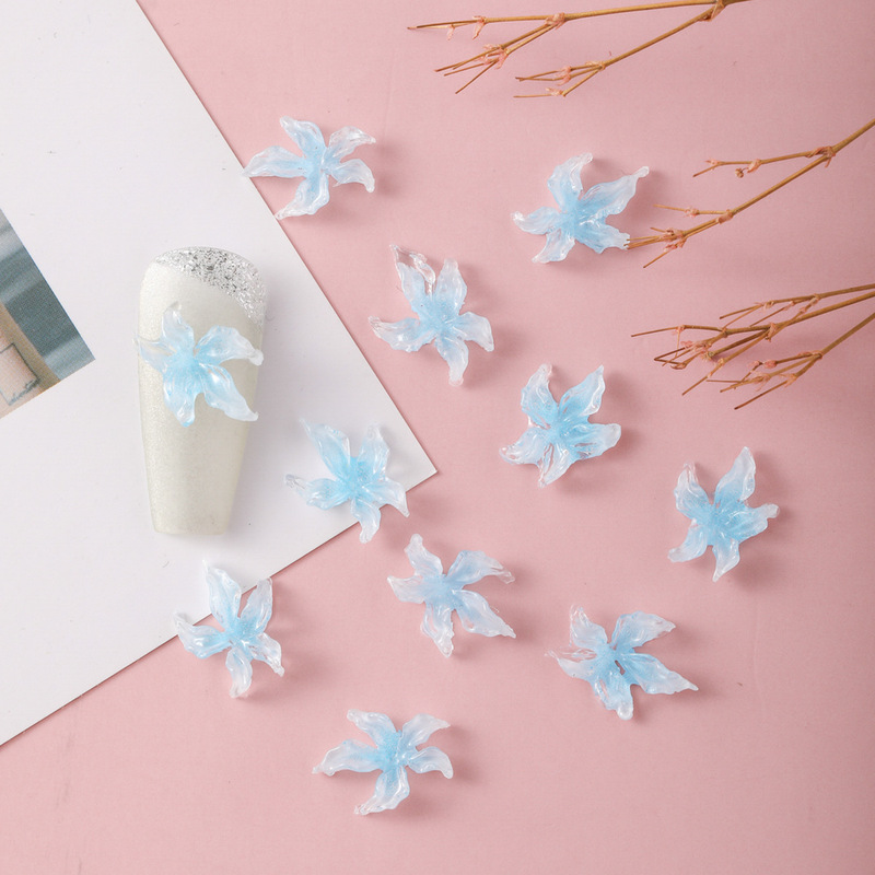 Cross-Border Devil's Flower Soft Sculpture Lily Flower Ice Crystal Flower Soft Gel Starfish Flower Jelly Foxtail Petal Resin Nail Stickers