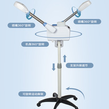 源厂美容商家用面部补水蒸脸器花草药离子摇臂立式双管冷热喷雾机