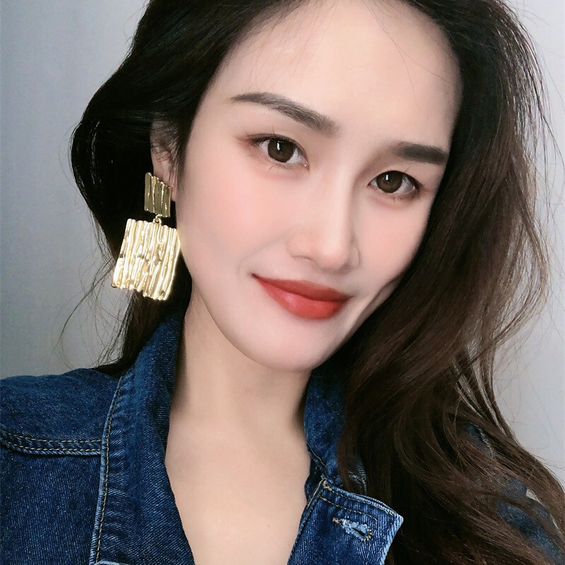 欧美跨境不规则几何形肌理感夸张耳环电镀18K金时髦网红风耳饰|undefined
