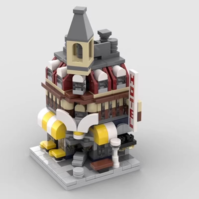 MOC-103789迷你咖啡厅 迷你城市街景系列创意建筑场景拼搭积木diy