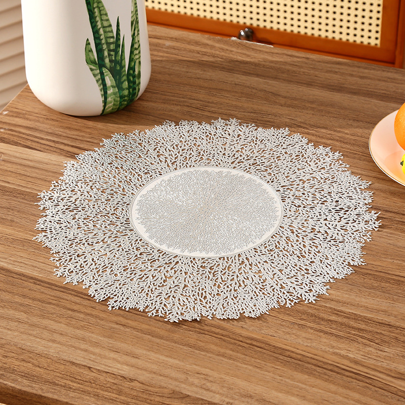 Amazon romántico estilo francés almohadilla de PVC redonda creativa fuegos artificiales alta sensación de lujo ligera almohadilla de aislamiento térmico impermeable