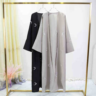 Cross-border Foreign Trade Amazon Fashion Embroidery Abaya Outer Cardigan Trend ins Spring and Summer dress Robe