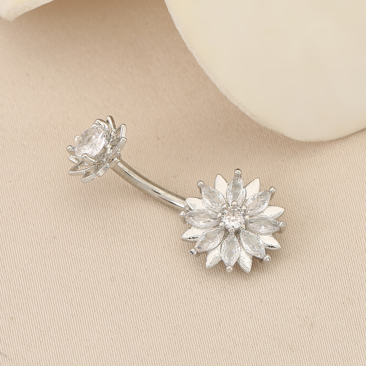 Diamond-encrusted Navel Stud For Women, Elegant Belly Button Ring_voghion.com