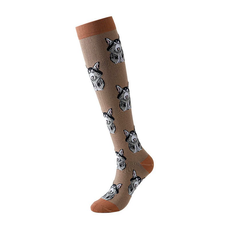 Compression Running Socks, Unisex Jacquard Knee-High Socks, Multiple Patterns, S/M & L/XL