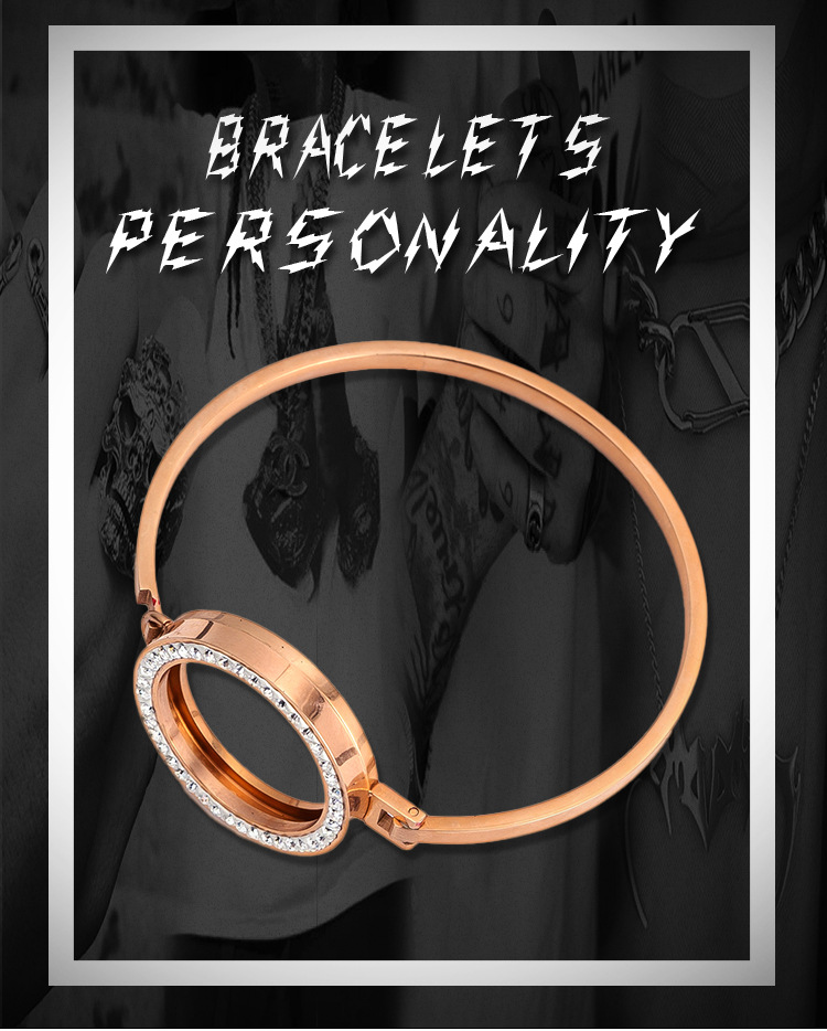 Nieuwe minimalistische en gepersonaliseerde armband, roségouden titanium stalen live mouth damesringtas met ingelegde diamant_voghion.com