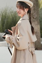 卡其色中长款风衣外套女春秋新款小个子日系薄款休闲气质大衣