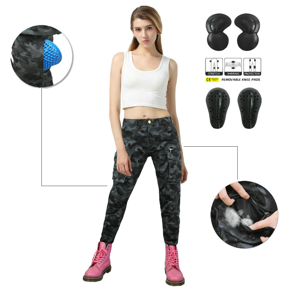 Volero motocicleta jeans Mujer Caballero multi-Bolsa de trabajo transpirable camuflaje pantalones motocicleta anti-caída pantalones ciclismo Pantalones