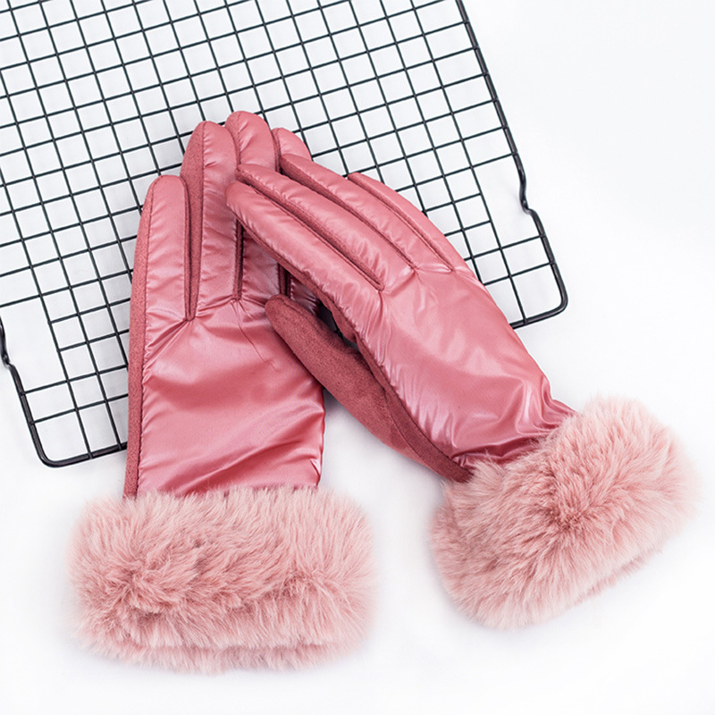 Comercio exterior transfronterizo invierno de las mujeres nuevos guantes de lana de esquí forrado de lana gruesa pantalla táctil cálida guantes de ciclismo coreano