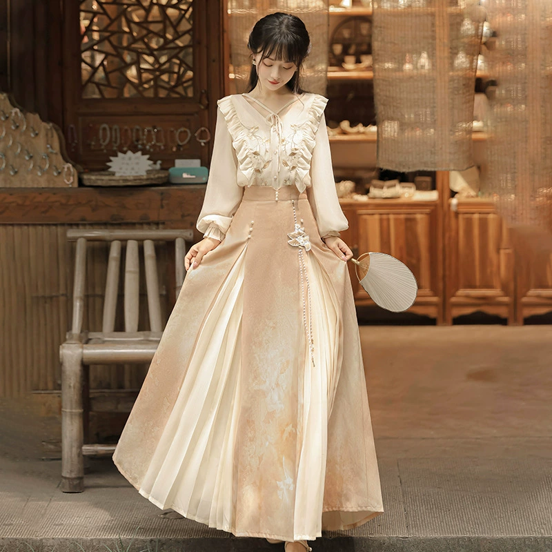 Оригинальный дизайн осенний вечер в китайском стиле женский топы с элементами топы с полуюбкой 8829