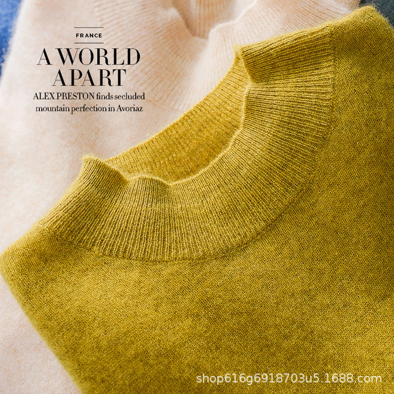 Woolen solid color knitted autumn demi-season sweater