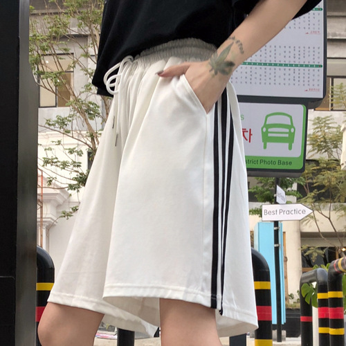 Sports shorts women's 2026 summer thin loose Korean ins fashionable all-match high-waist straight Hong Kong-style five-quarter pants