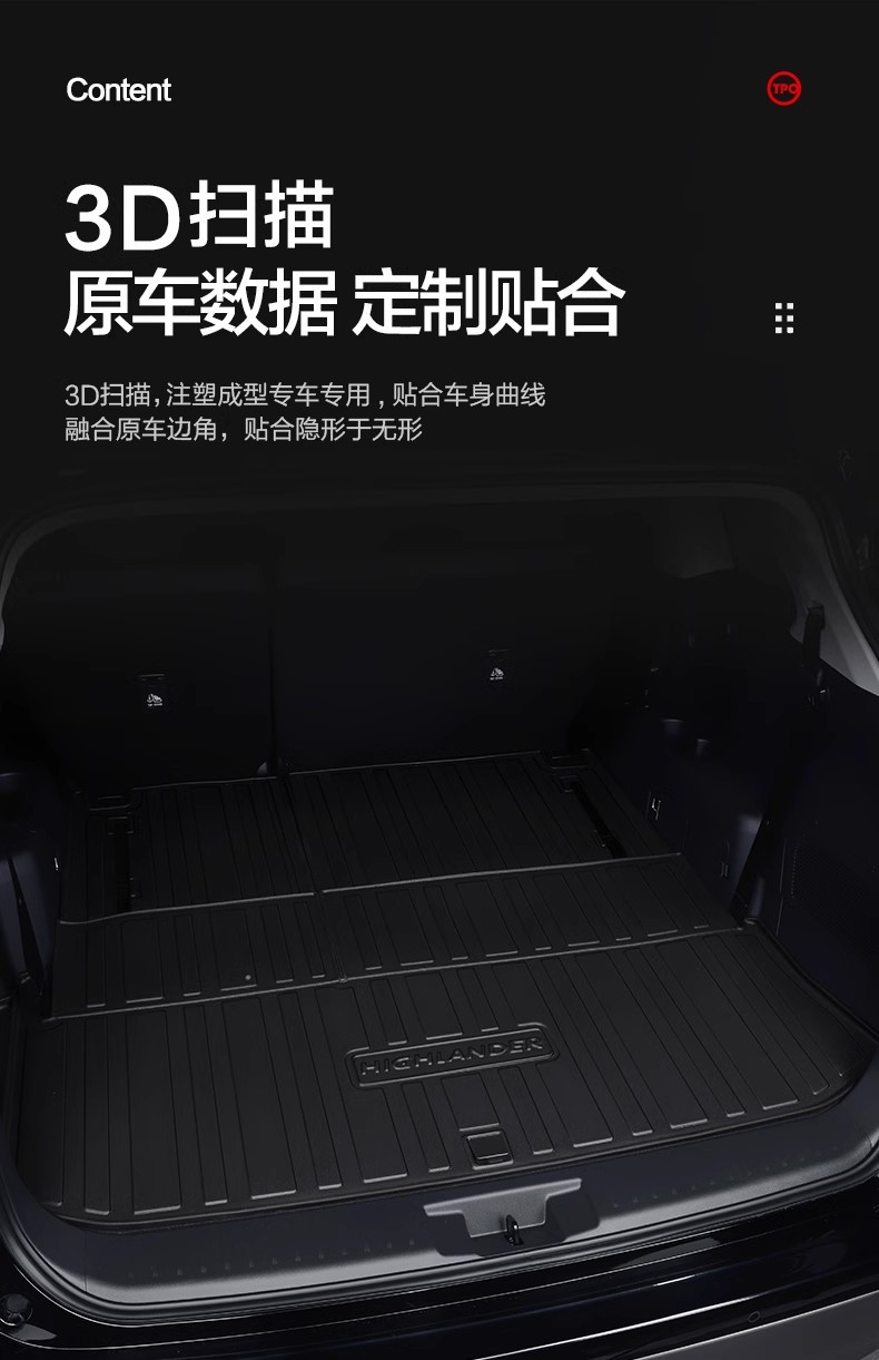 Suitable for Toyota Highlander Trunk Mat 2026 Model 7-Seater Fourth Generation Car Accessories Interior Decoration Trunk Mat
