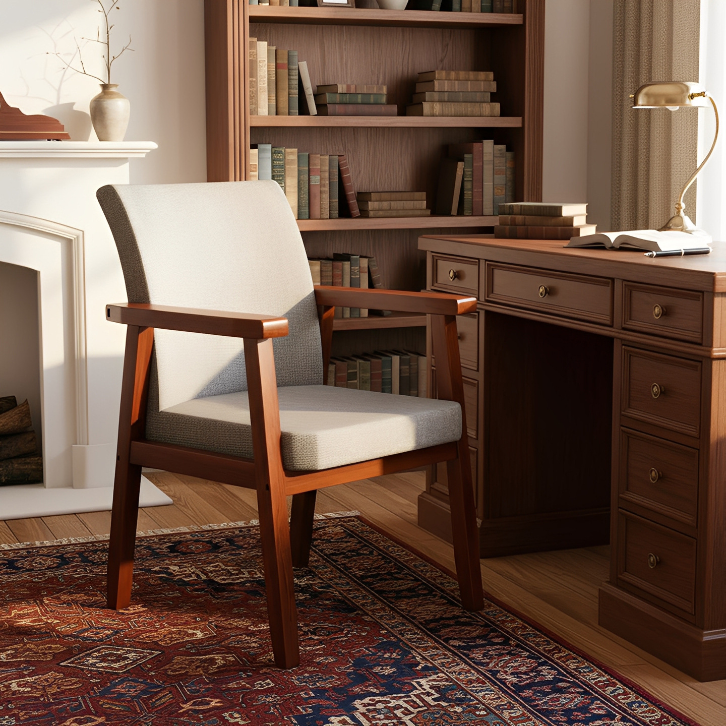 Solid Wood Chair Backrest Chair Armrest Computer Chair Dormitory Stool Light Luxury Dining Table Chair Simple Guest Room Home Desk Chair