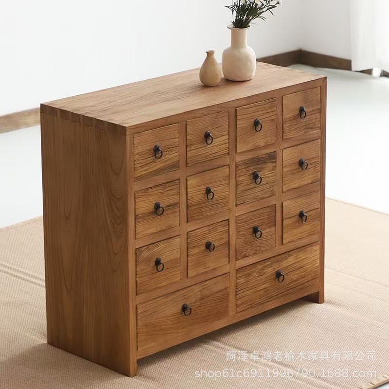 老榆木中药柜实木家用柜药店中医药斗柜中式药材展柜老门板储物柜|undefined