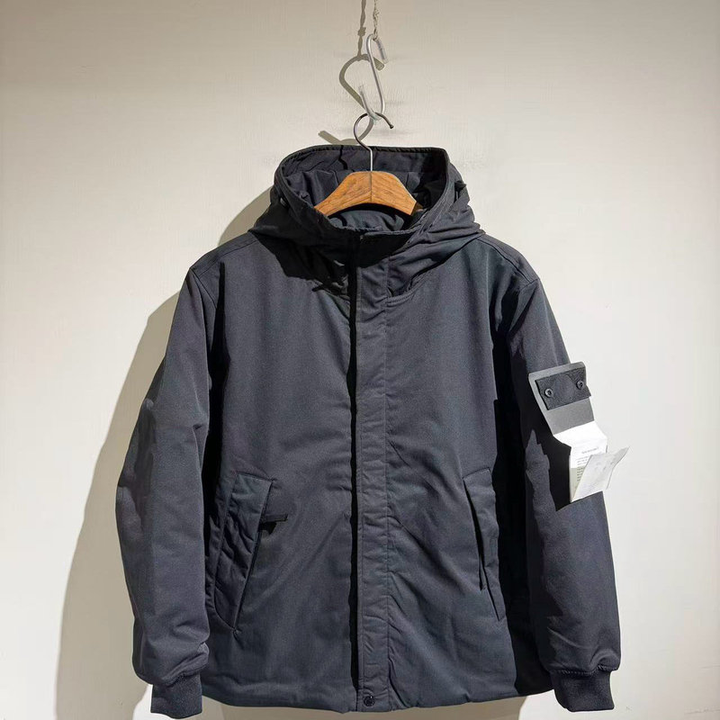 American Street Style 25Aw Functional Compass Badge Sleeve Hooded Cotton Jacket with Metallic Thread, Warm and Thickened Parka